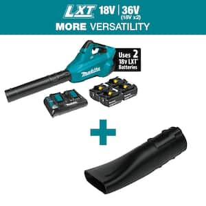 LXT 18V X2 (36V) 473 CFM 120 MPH Brushless Cordless Leaf Blower Kit with 4 Batteries (5.0Ah) with Flat End Nozzle