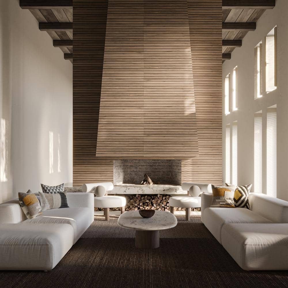 Brookline Ribbon Tan Brown Matte Porcelain Large Format Tile