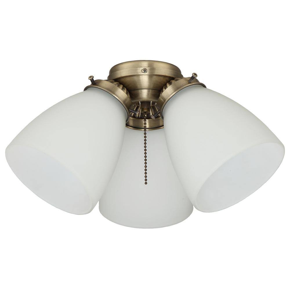 Elite 3-Light Antique Brass Ceiling Fan Shades LED Light Kit LK1908 ...