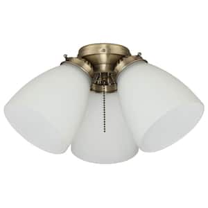 3-Light Antique Brass Ceiling Fan Shades LED Light Kit