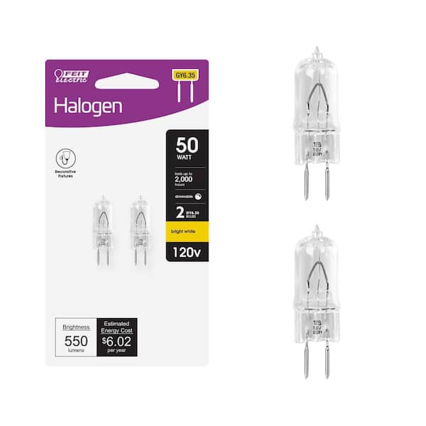 50-Watt Bright White (2700K) T4 GY6.35 Bi-Pin Base Dimmable Decorative Halogen Light Bulb (2-Pack)