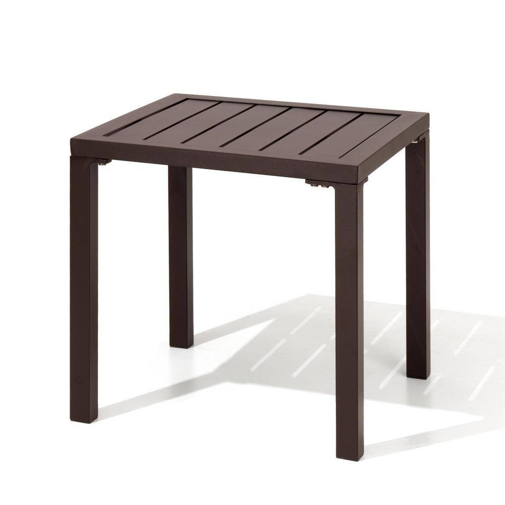 Brown Aluminum Square Outdoor Side Table