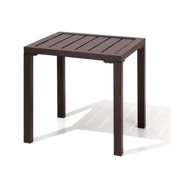 Unbranded Aluminum 15.7 in. Square Outdoor End/Side Table in Brown