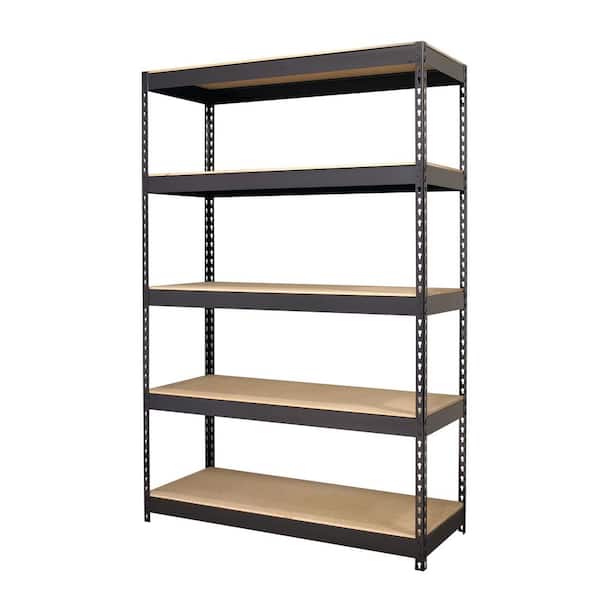 Riveted Garage Storage Shelving Unit, 5-Shelf Steel Black Unit 36 in. W x 72 in. H x 18 in. D