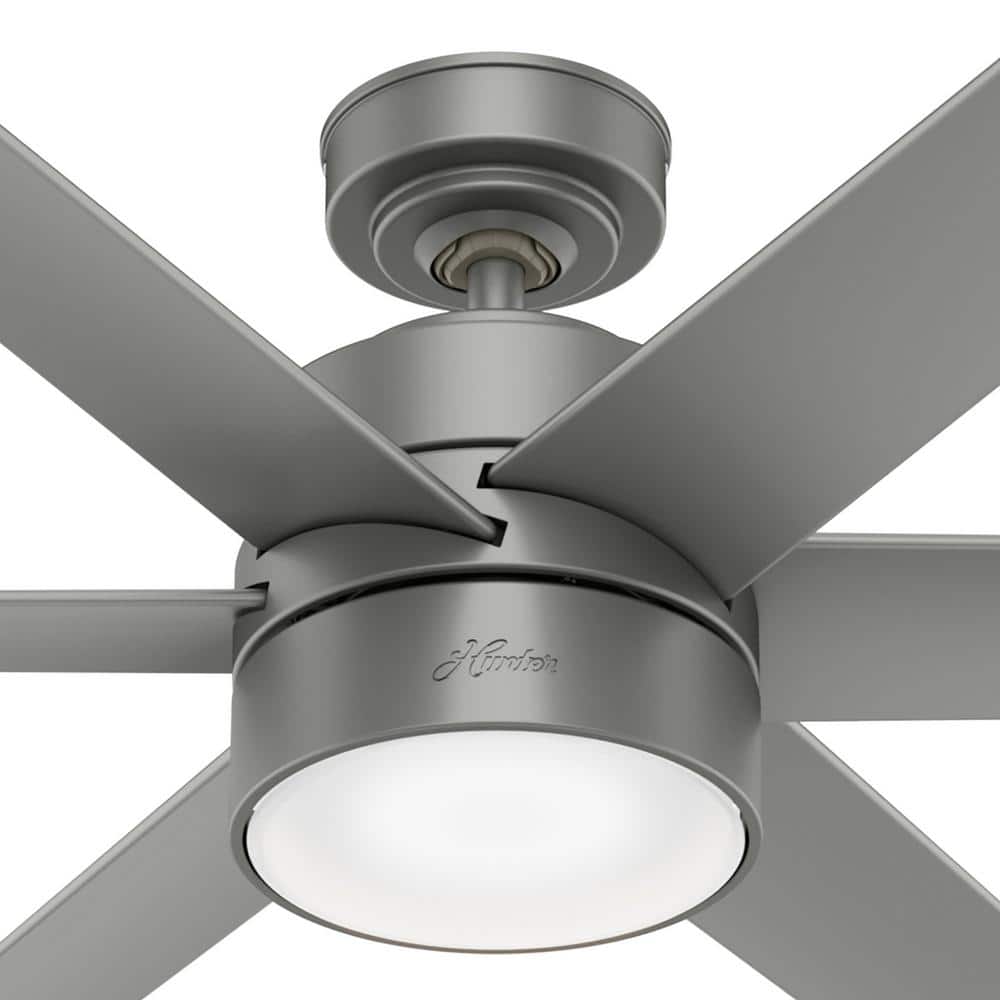 Solaria 72" Matte Silver Outdoor Ceiling Fan with LED Light and Remote