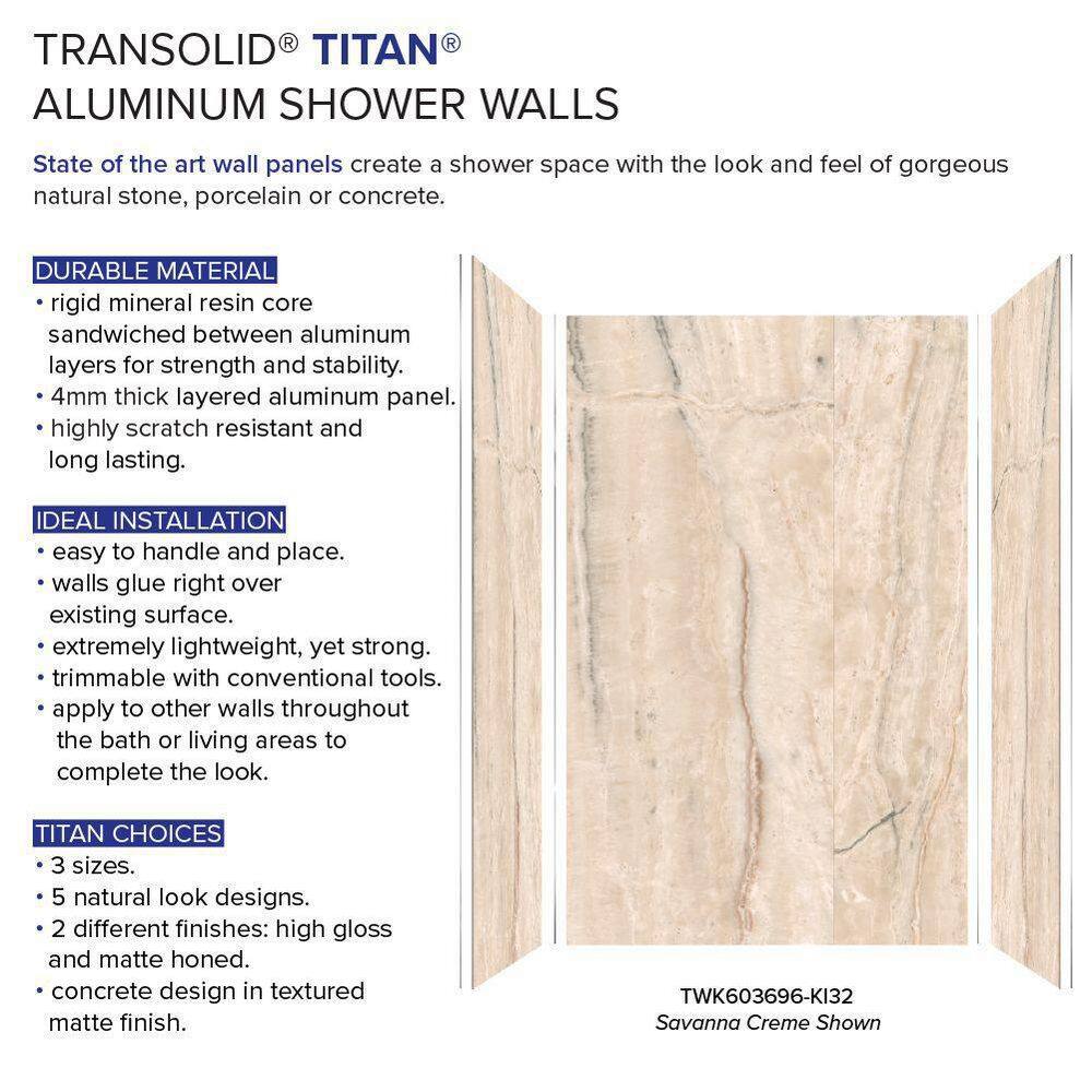 Savanna Creme Glossy Composite Shower Wall Kit, 96" x 60"