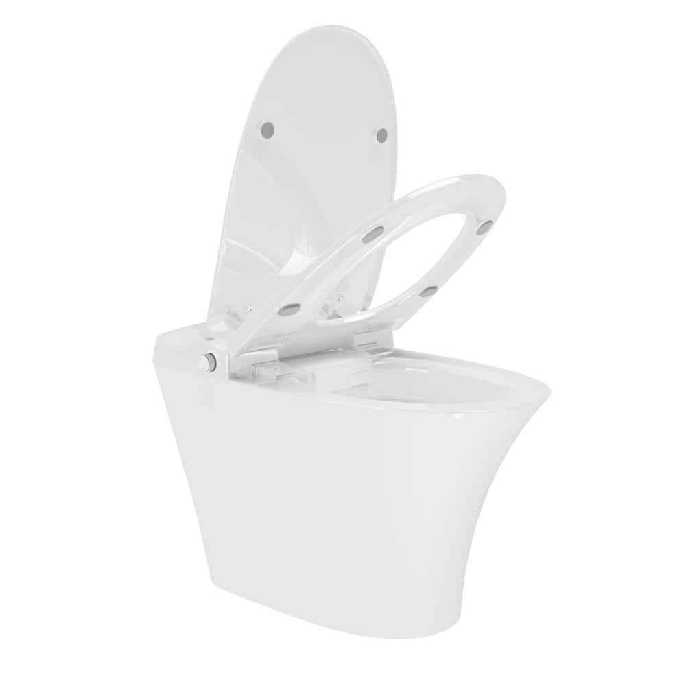 Elongated Smart Toilet Bidet in White with Auto Open, Auto Close, Auto Flus