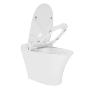 Elongated Smart Toilet Bidet in White with Auto Open, Auto Close, Auto Flush, Heated Seat and Remote