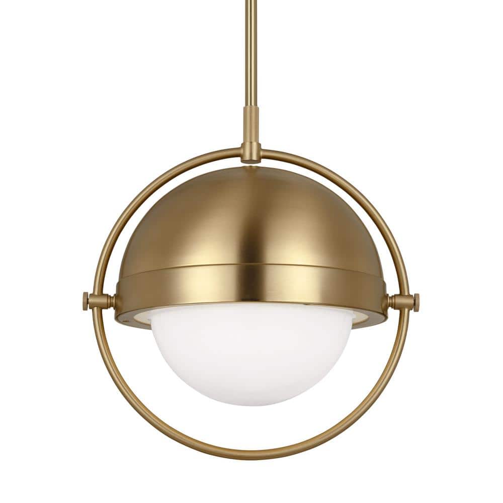 Burnished Brass Globe Pendant with Milk White Glass Shade