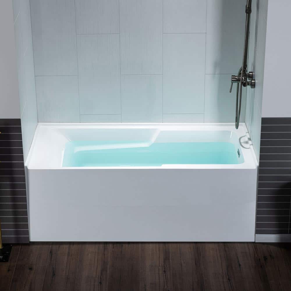 Vine 60'' x 30'' White Acrylic Alcove Soaking Bathtub