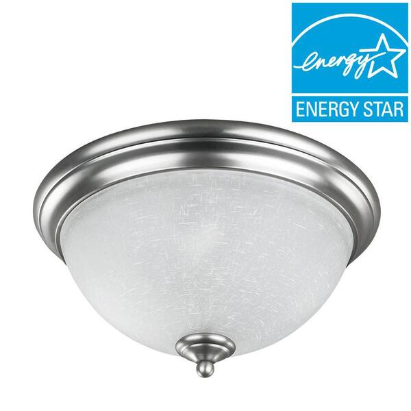 CANARM Envirolite 2-Light Brushed Pewter Energy Star Flush Mount with Etched Linen Glass