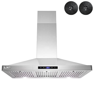 36 in. Convertible Kitchen Wall Mount Range Hood in Stainless Steel with LEDs, Touch Control and Carbon Filters