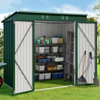 Lofka 6 ft. W x 4 ft. D Outdoor Storage Metal Shed with Double Lockable Doors for Backyard Outdoor, Green,( 25.3 sq. ft. ) CC10-L