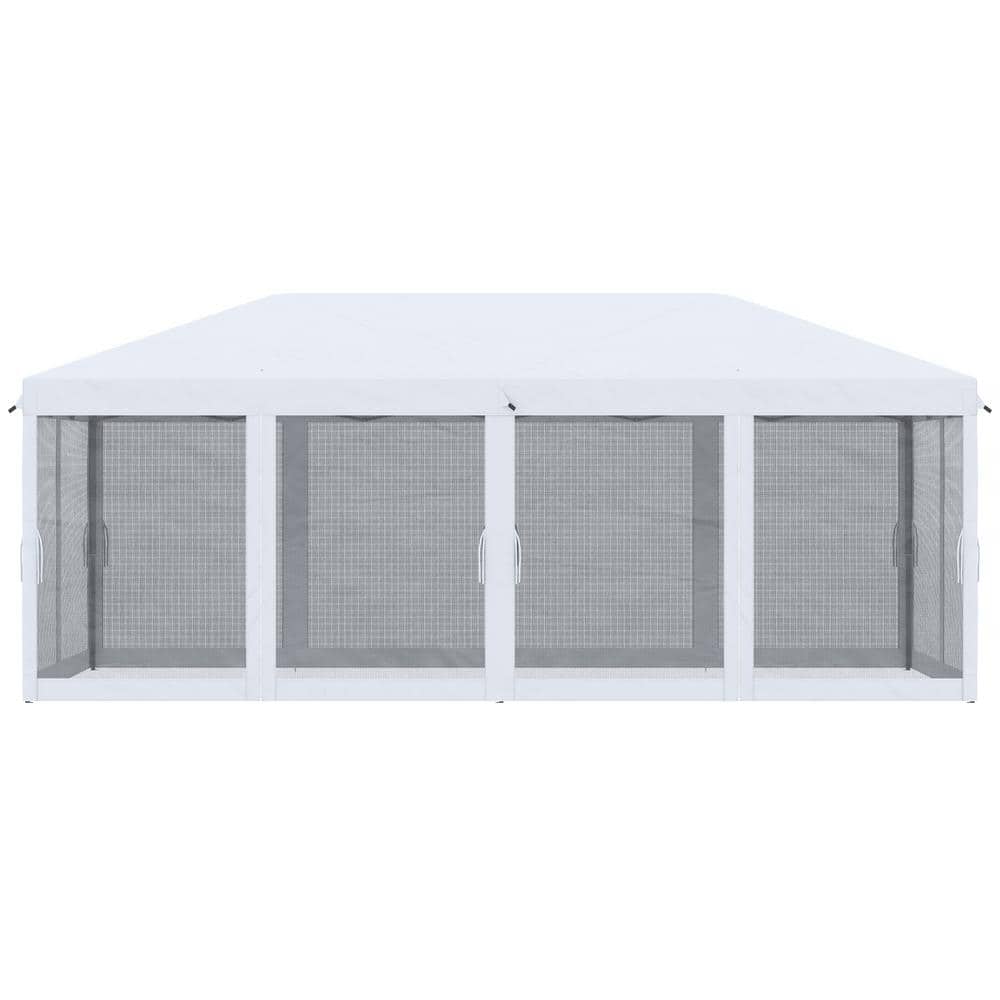 10 ft. x 20 ft. Cream White Pop-Up Canopy Tent with Netting, Heavy Duty Sun