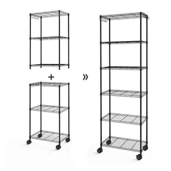 ZACHVO 6-Tiers Steel Adjustable Garage Storage Shelving Unit in Black (24 in. W x 74 in. H x 14 in. D)