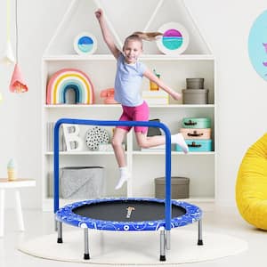 36 in. Outdoor/Indoor Blue Kids Trampoline Rebounder with Full Covered Handrail and Pad