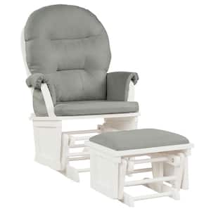 Light Grey Baby Nursery Relax Rocker Rocking Chair Glider and Ottoman Set with Cushion