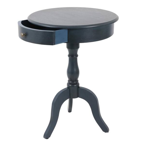 Decor Therapy Antique Navy Pedestal Accent Table FR11035