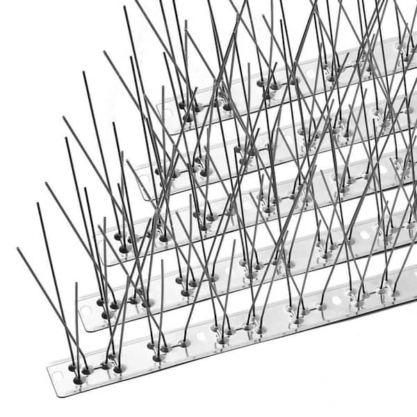 NVNOO 25 ft. Bird Spikes Fence Kit with Stainless Steel Base for Keeping Small Bird, Crows and Woodpeckers Away