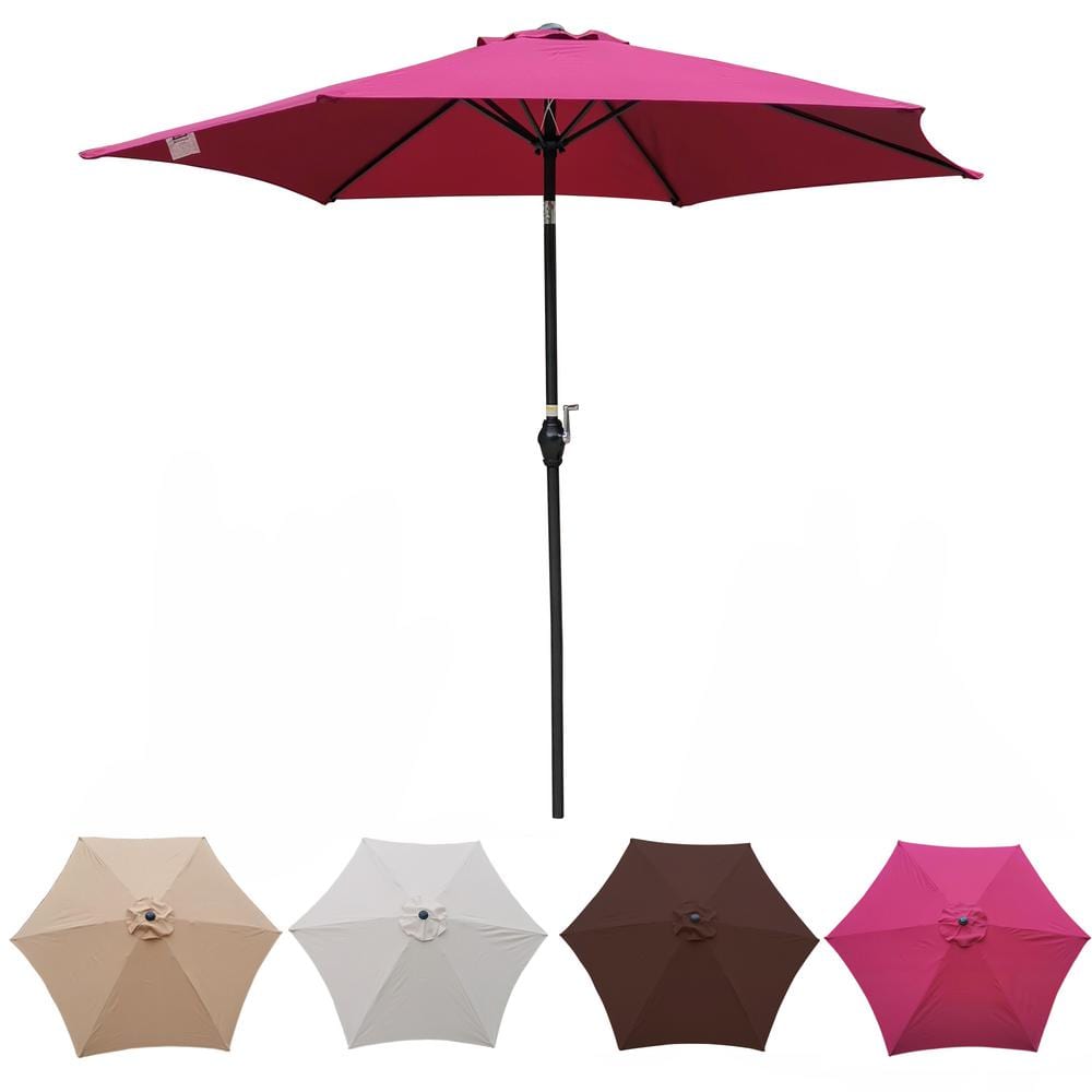 9 ft. Steel Market Crank and Tilt Patio Umbrella in Burgundy