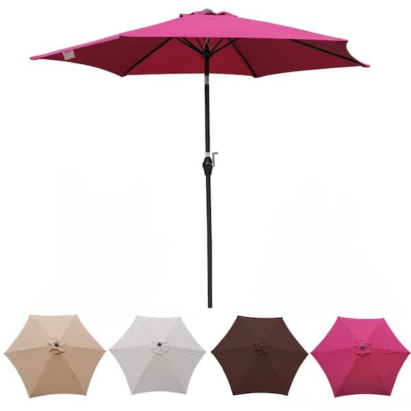 Unbranded 9 ft. Steel Market Crank and Tilt Patio Umbrella in Burgundy