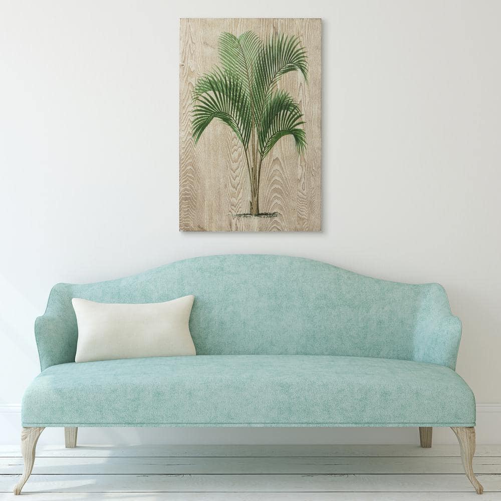 Green Palm Tree Coastal Ash Wood Wall Art, 36" x 24"