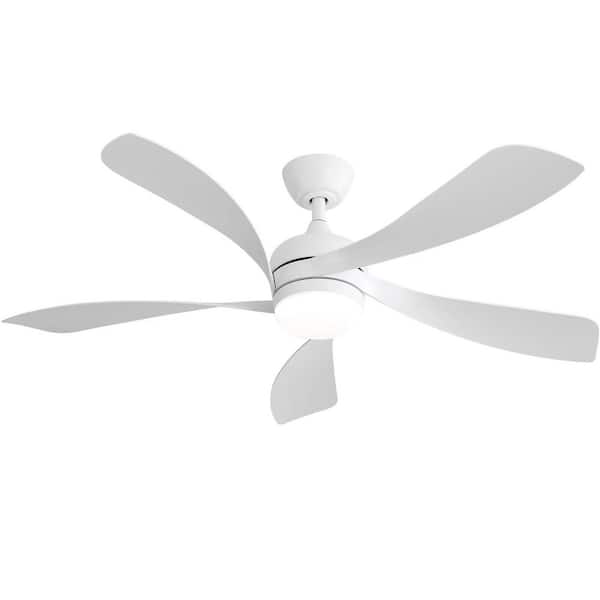 CACI Mall 52 in. Indoor/Outdoor White Ceiling Fan with Integrated LED Light and Remote 6-Speed Reversible DC Motor for Living Room