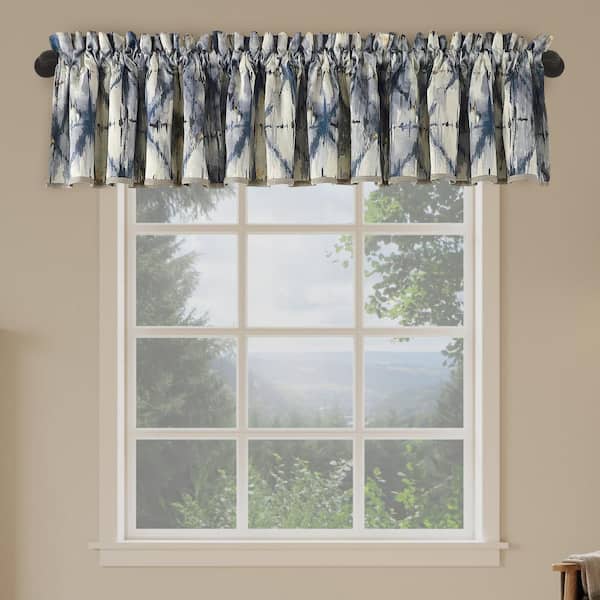 Keaton Geometric Watercolor Gray Layered 54 in. W x 18 in. L Rod Pocket Room Darkening Curtain Valance (Single Panel)
