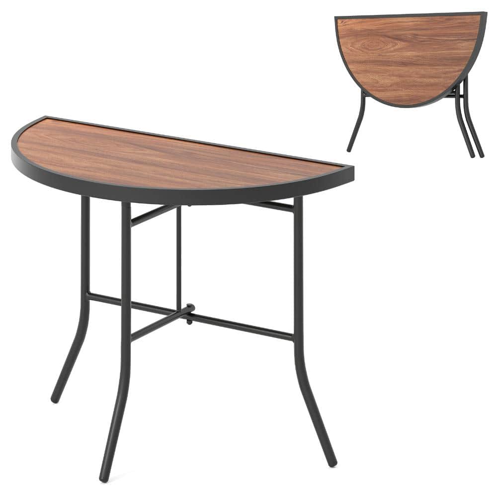 35.5 in. Half-Round Folding Event Table with SPC Top and 110 lb. Capacity, Brown and Black price history on PriceWatchPro