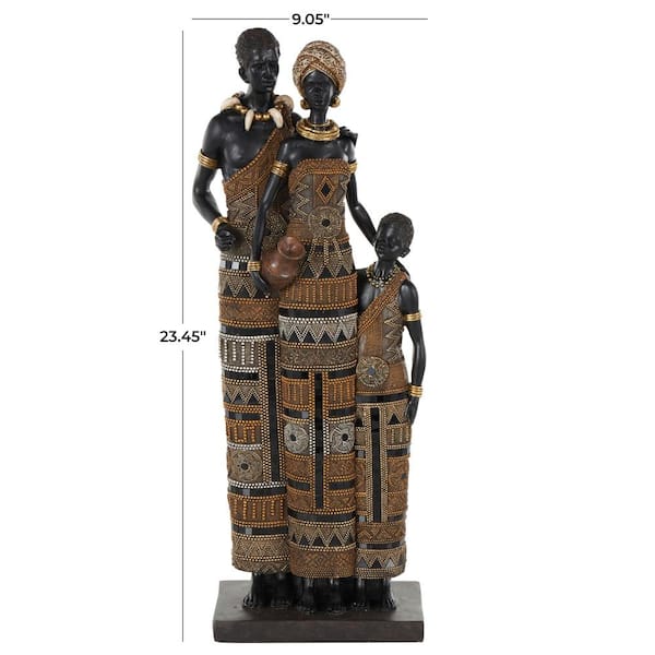 Litton Lane 9 in. x 23 in. Black Resin Tall African Family