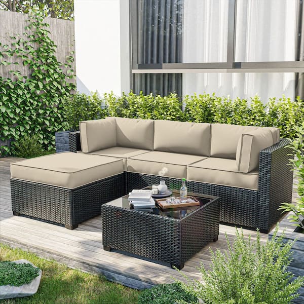 9-Piece 25.6 in. Outdoor Patio Replacement Slip Covers for 4-Seater Furniture Cushion Cream (Covers Only)