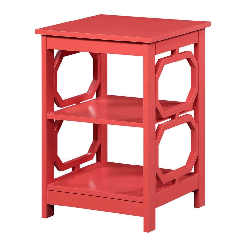 Coral Contemporary Omega End Table with Geometric Cut-Outs