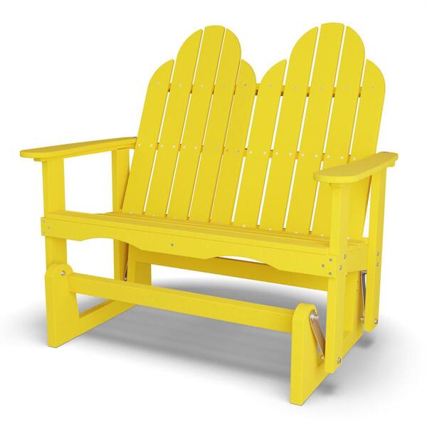 WILDRIDGE Classic 2Person Lemon Yellow Plastic Outdoor Adirondack Glider LCC208LY The Home