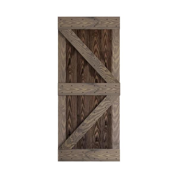 COAST SEQUOIA INC Coast Sequoia Embossing K Series 36 in. x 84 in. Kona Coffee/Smoky Gray Knotty Wood Sliding Door Slab