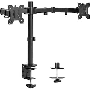 13 in. x 30 in. Heavy-Duty Dual Monitor Desk Mount with Fully Adjustable Steel Stand and 22 lbs. Per Arm in Black