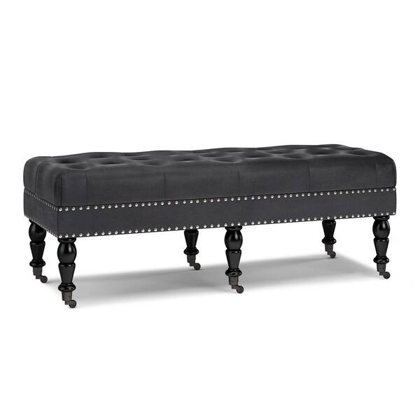 Distressed Black Faux Leather, Distressed Leather Ottoman Rectangle Bed