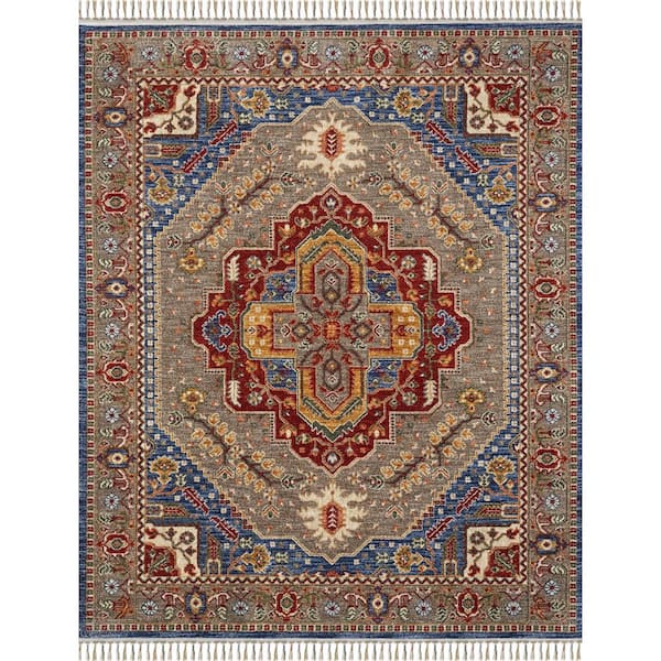 LUXE WEAVERS Otika Collection Red 5x7 Traditional Abstract Polypropylene Area Rug