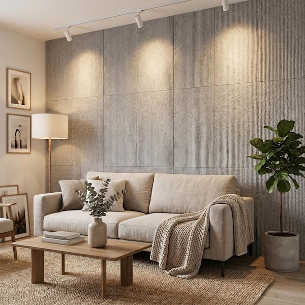 XRAMFY 0.8 in. x 2 ft. x 3.9 ft. Light Gray 3D Faux Stone Texture