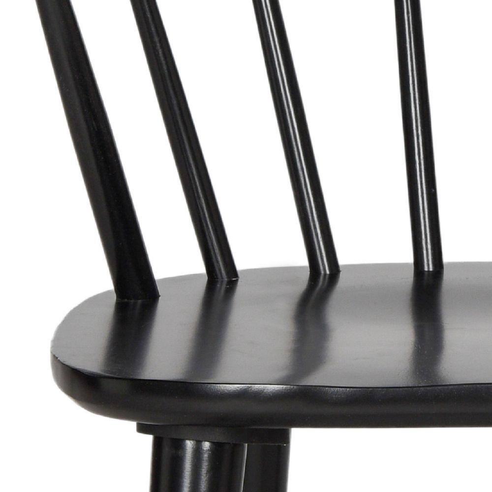 Black Rubberwood Low Windsor Dining Side Chair Set