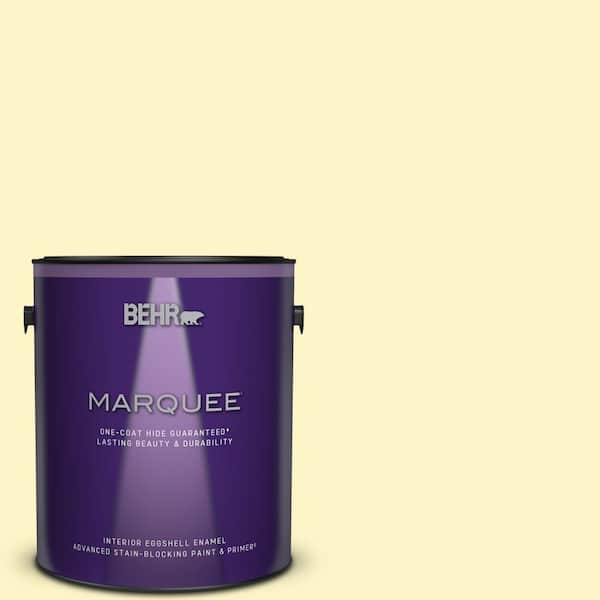 BEHR PREMIUM PLUS 1 gal. #400A-1 Candlelight Yellow Satin Enamel Low Odor  Interior Paint & Primer 705001 - The Home Depot