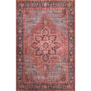Cayetana Red 10 ft. x 14 ft. Vintage Moroccan Machine Washable Area Rug