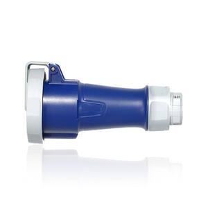 LEV Series 30 Amp 250-Volt 3-Phase, 2P, 3-Watt IEC 60309-1 and 60309-2 Pin and Sleeve Connector Watertight, Blue