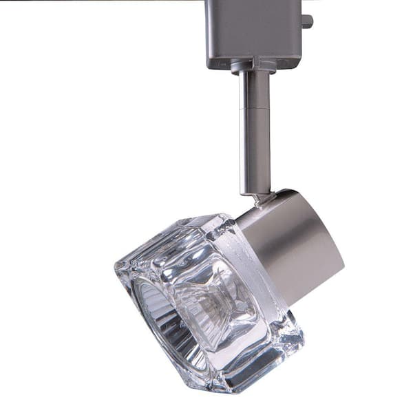 Designers Choice Collection Series 12 Line-Voltage GU-10 Satin Nickel Track Lighting Fixture with Glass Cube