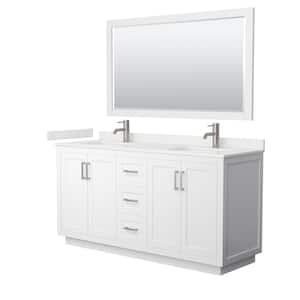 Miranda 66 in. W x 22 in. D x 33.75 in. H Double Bath Vanity in White with White Quartz Top and 58 in. Mirror