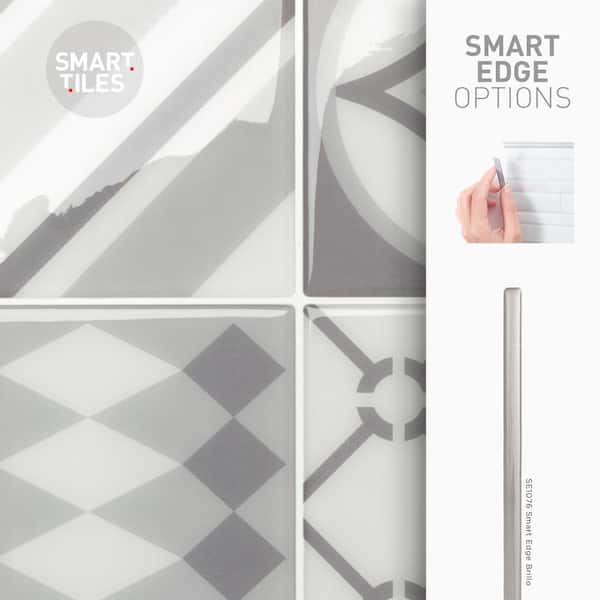 smart tiles Smart Edge Brillo Silver 18 in. x 0.27 in. Vinyl Peel