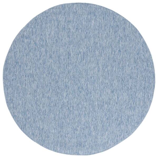 Sisal All-Weather Blue 7 ft. x 7 ft. Solid Woven Round Indoor/Outdoor Area Rug