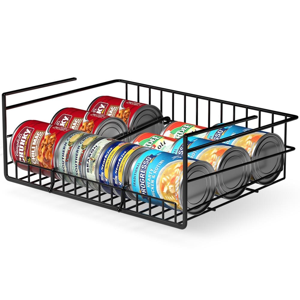 Under Cabinet Can Storage Shelf, Multipurpose Pantry Organizer with Divider