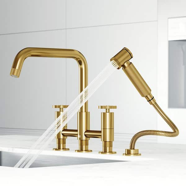 ベスウィック タビタトゥイッチ＆モペット ラージサイズ ゴールドエディション VIGO Cass Double Handle 8 in. Widespread Bridge Kitchen Faucet