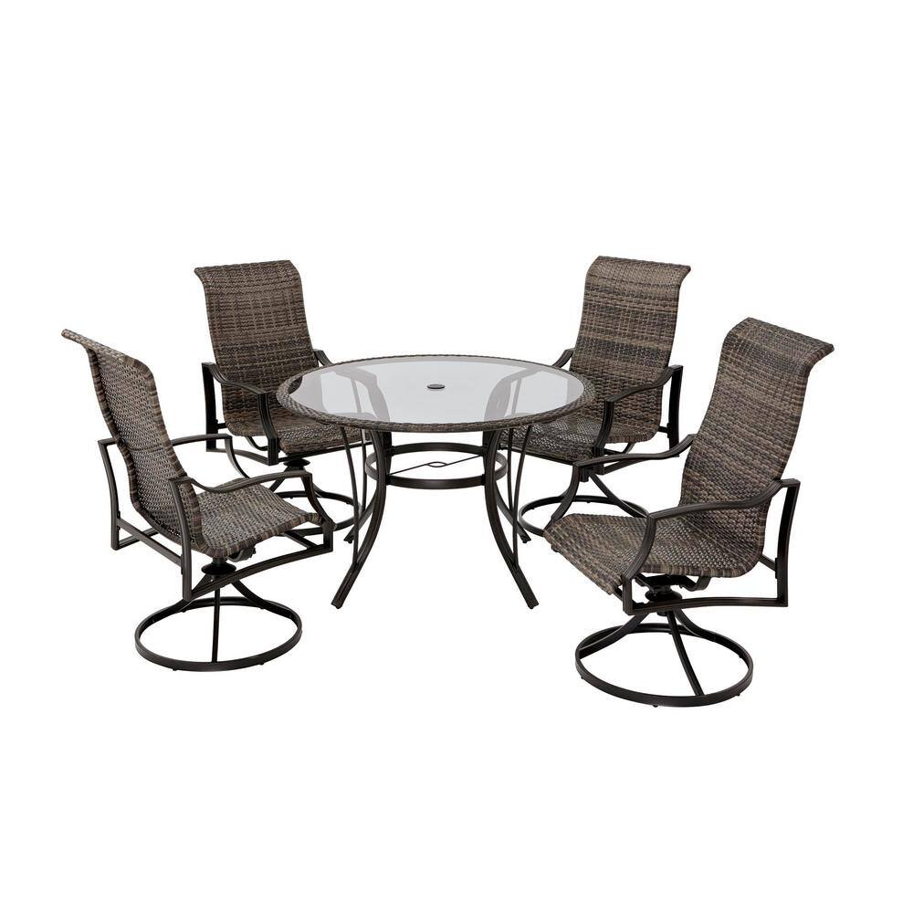 hampton bay statesville swivel steel woven outdoor patio dining chair