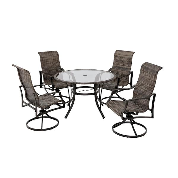 5 Piece Outdoor Dining Set With, Glenwood 5 Piece Patio Dining Set With Swivel Chairs